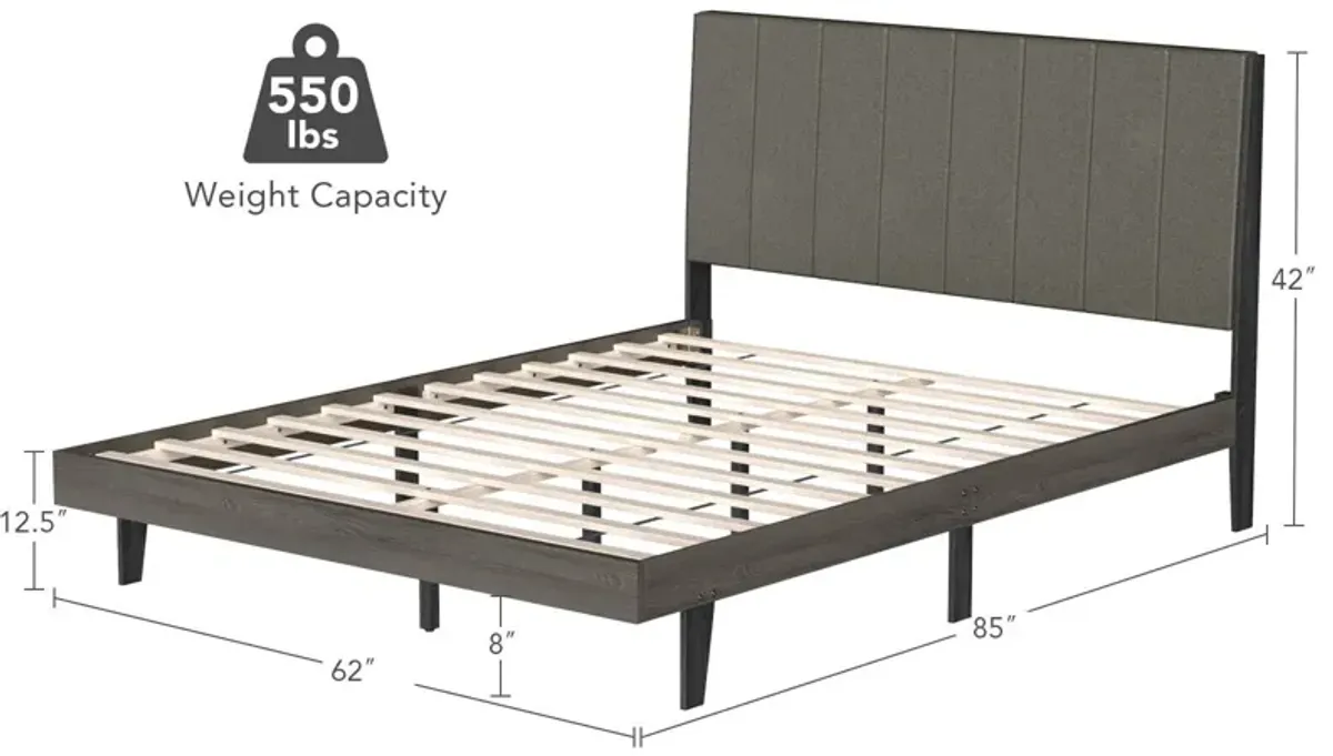 Queen Size Upholstered Bed Frame with Tufted Headboard