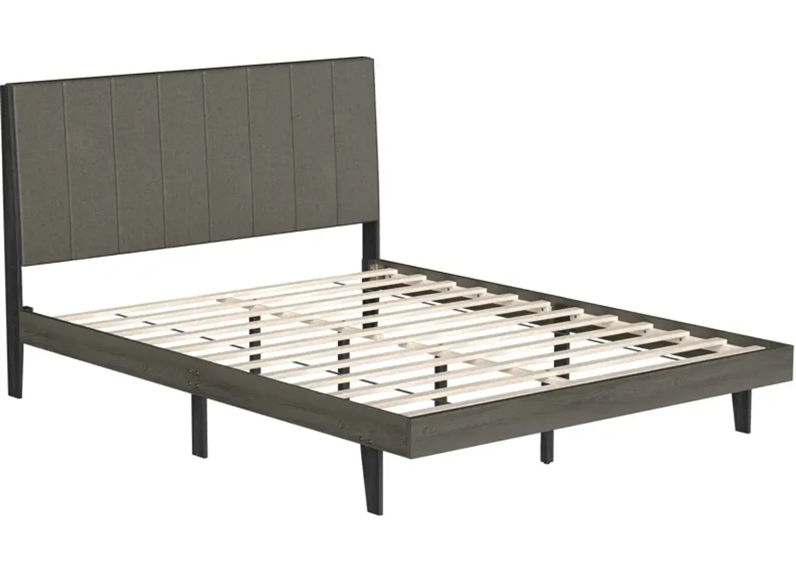 Queen Size Upholstered Bed Frame with Tufted Headboard