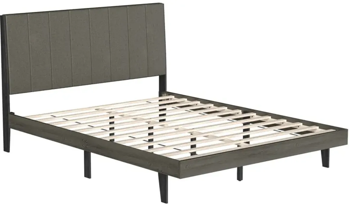 Queen Size Upholstered Bed Frame with Tufted Headboard