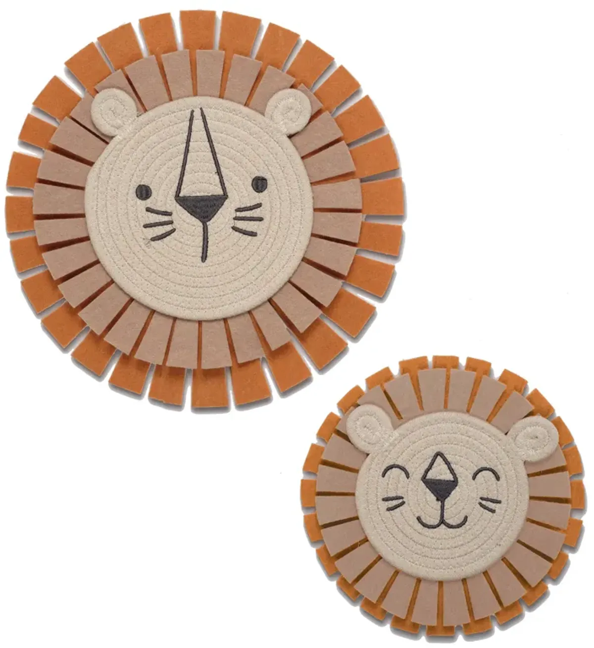 Lambs & Ivy Jungle Adventure 2-Piece Yarn/Felt Lion Wall Decor - 9 & 12.5 Inch