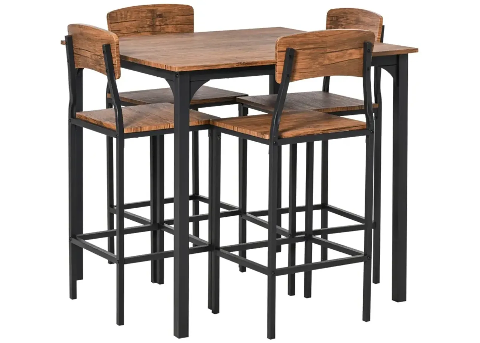 Walnut Dining Ensemble: 5-Piece Modern Counter Height Table Set