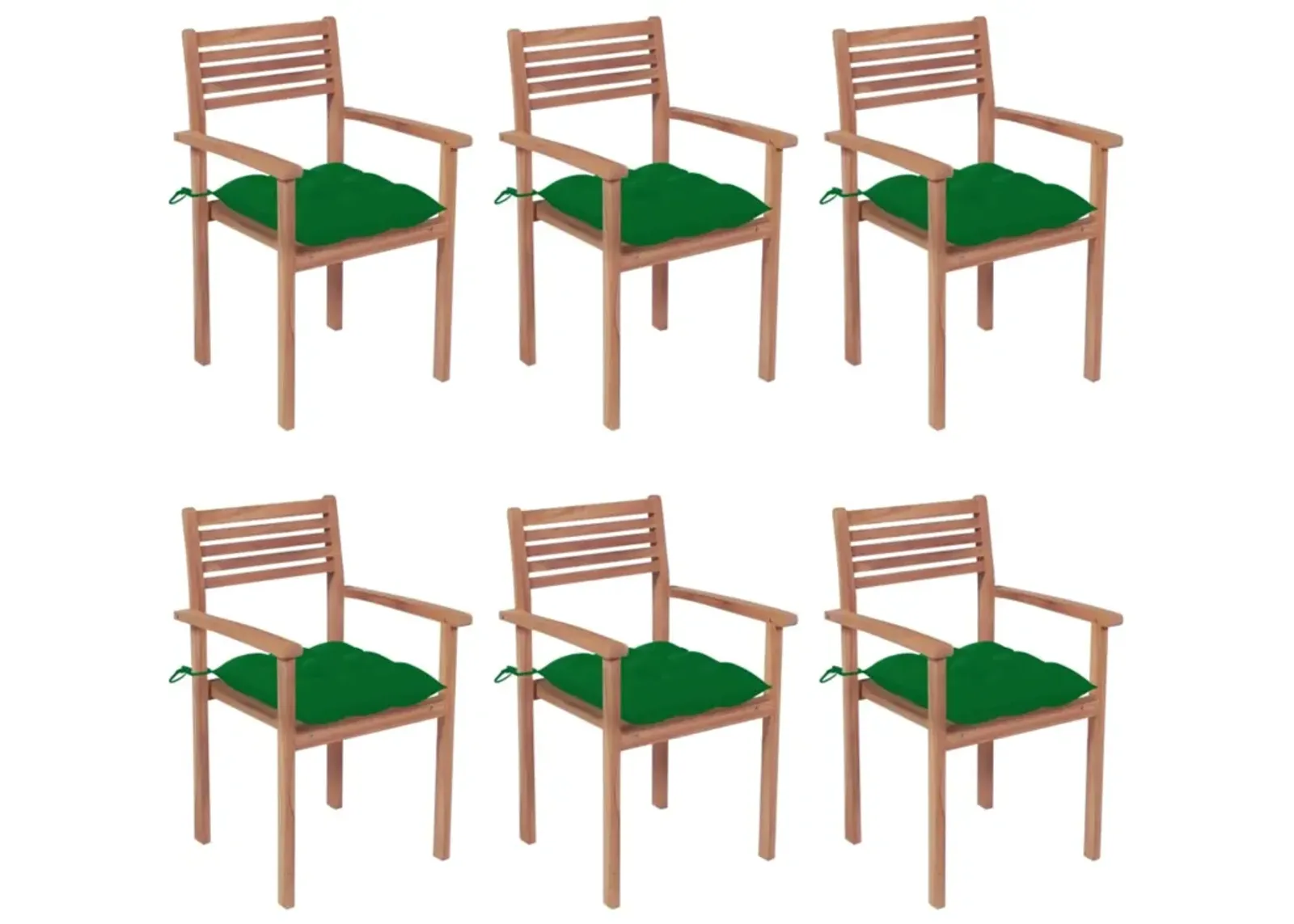 vidaXL Stackable Garden Chairs with Cushions 6 pcs Solid Teak Wood