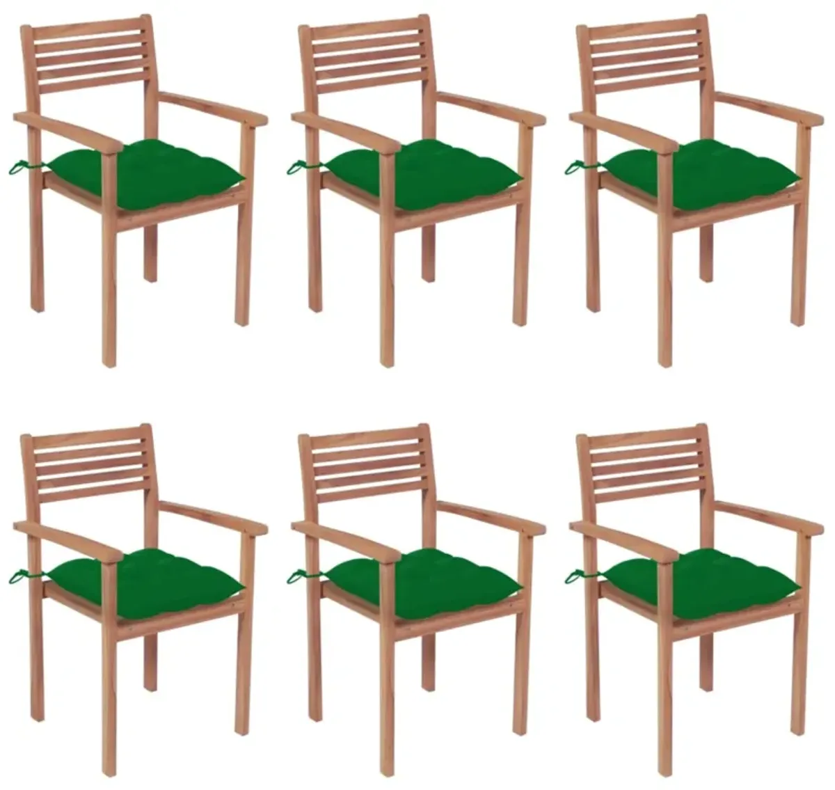 vidaXL Stackable Garden Chairs with Cushions 6 pcs Solid Teak Wood