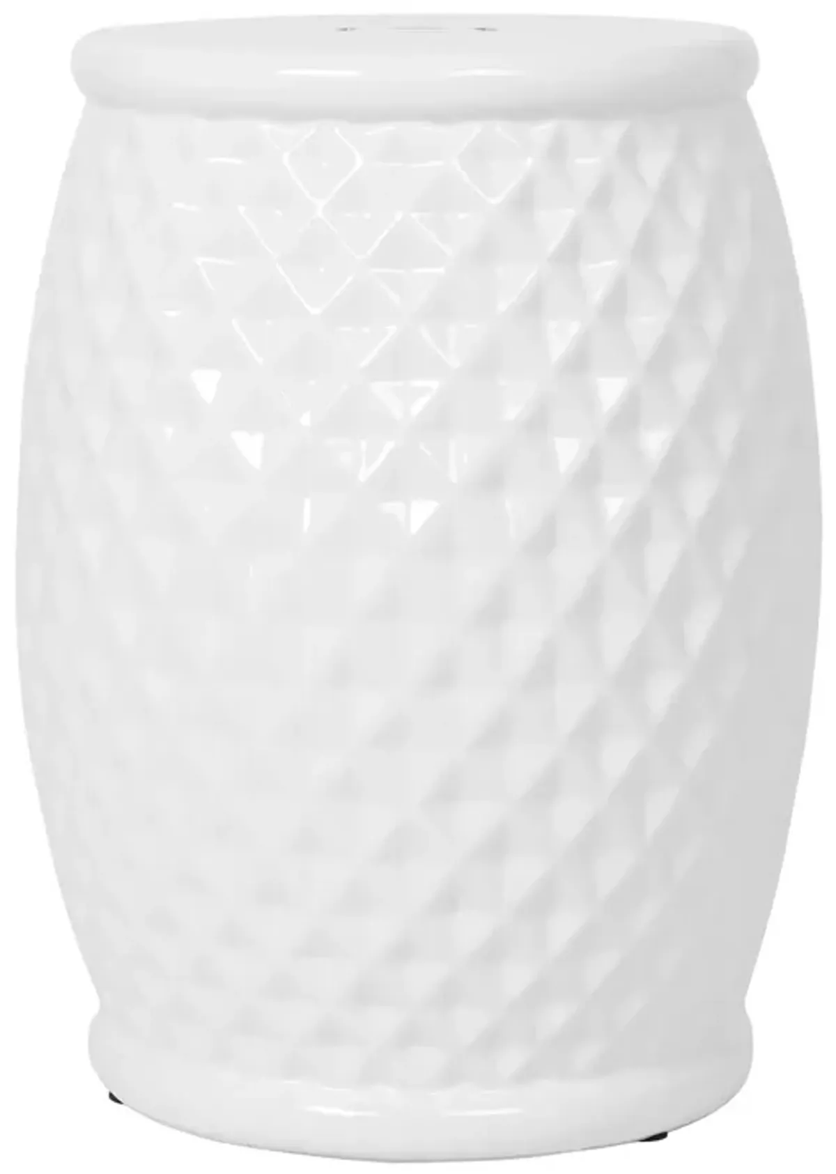11" x 17.25" Glazed Ceramic Drum Stool - Indoor/Outdoor Side Table - Accent Garden Stool