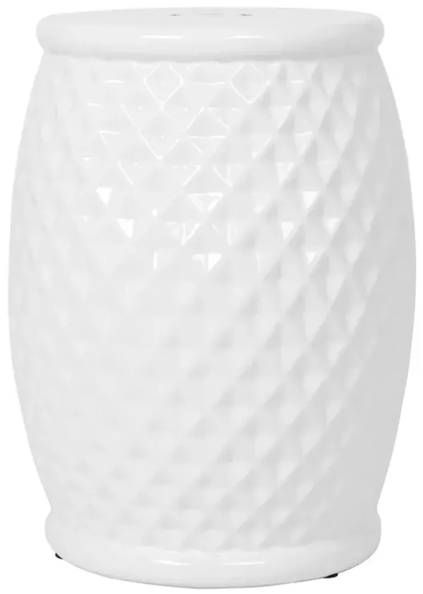 11" x 17.25" Glazed Ceramic Drum Stool - Indoor/Outdoor Side Table - Accent Garden Stool