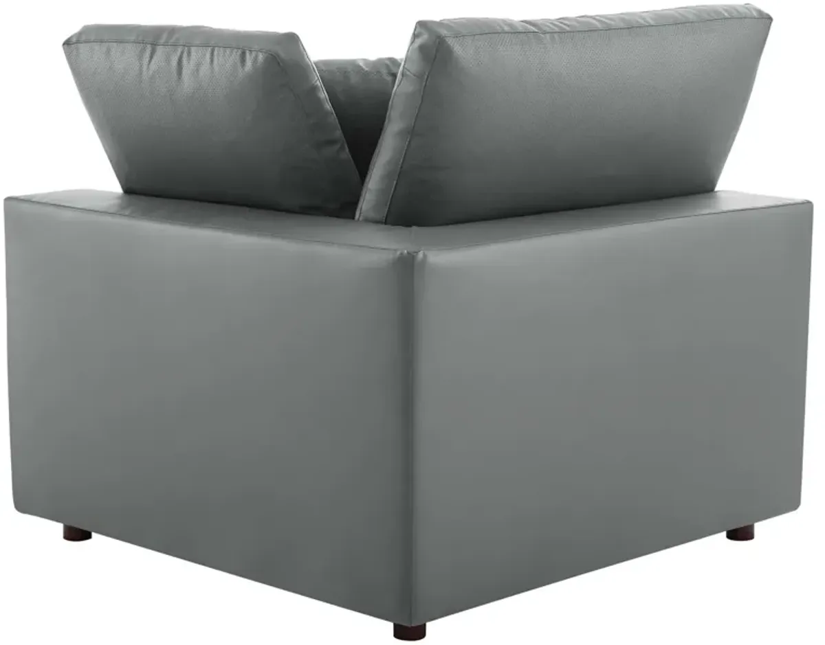 Commix Down Filled Overstuffed Vegan Leather 4-Seater Sofa