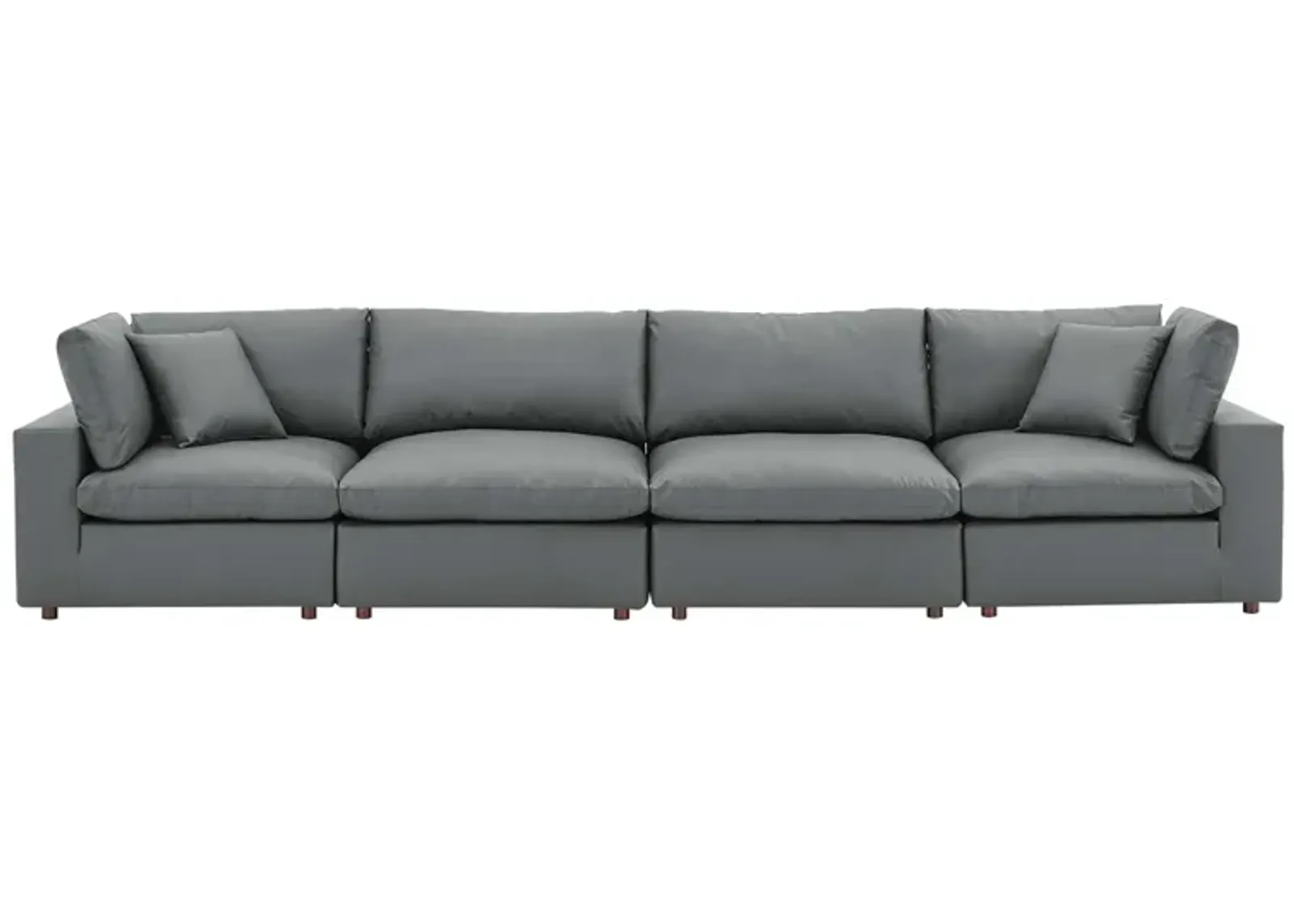 Commix Down Filled Overstuffed Vegan Leather 4-Seater Sofa