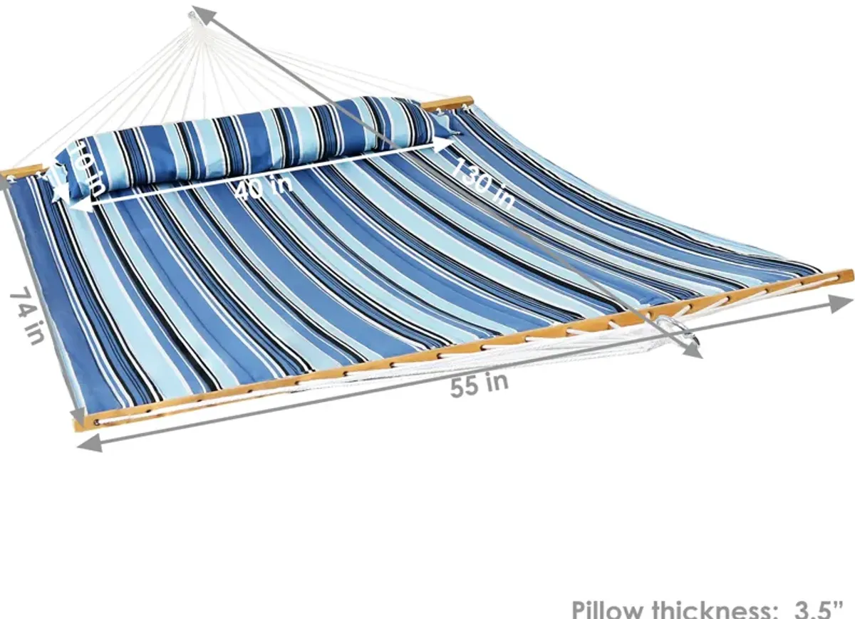 Sunnydaze Large Quilted Hammock with Spreader Bars and Pillow