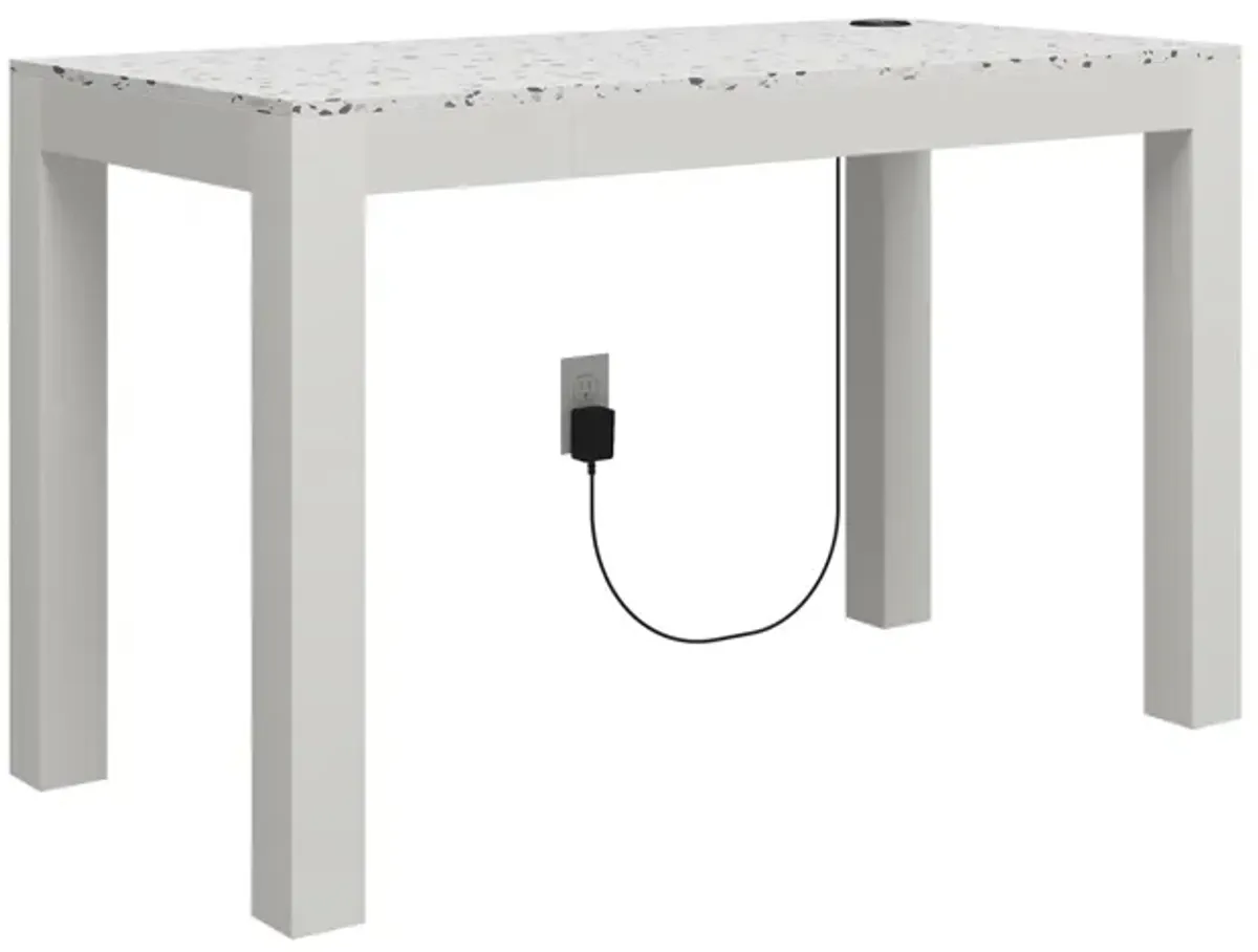 CosmoLiving by Cosmopolitan Astor Desk w/ Wireless Charger, White with Terrazzo Top