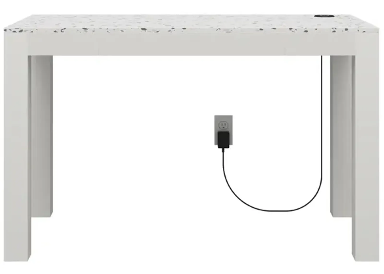 CosmoLiving by Cosmopolitan Astor Desk w/ Wireless Charger, White with Terrazzo Top