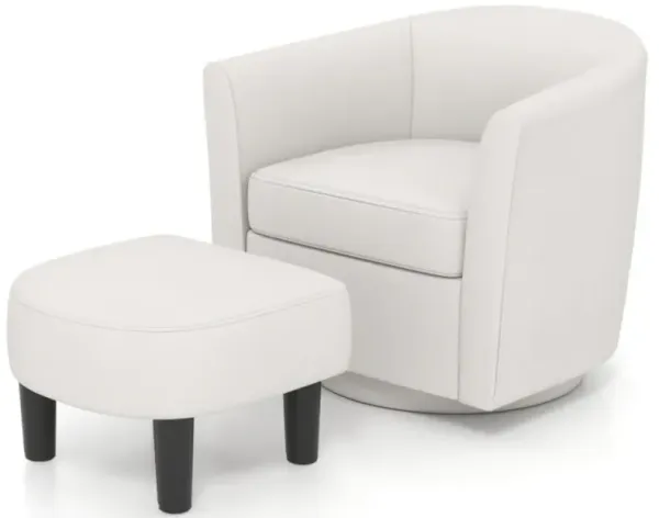 Modern Club Swivel Accent Chair with Ottoman Footrest Curved Backrest