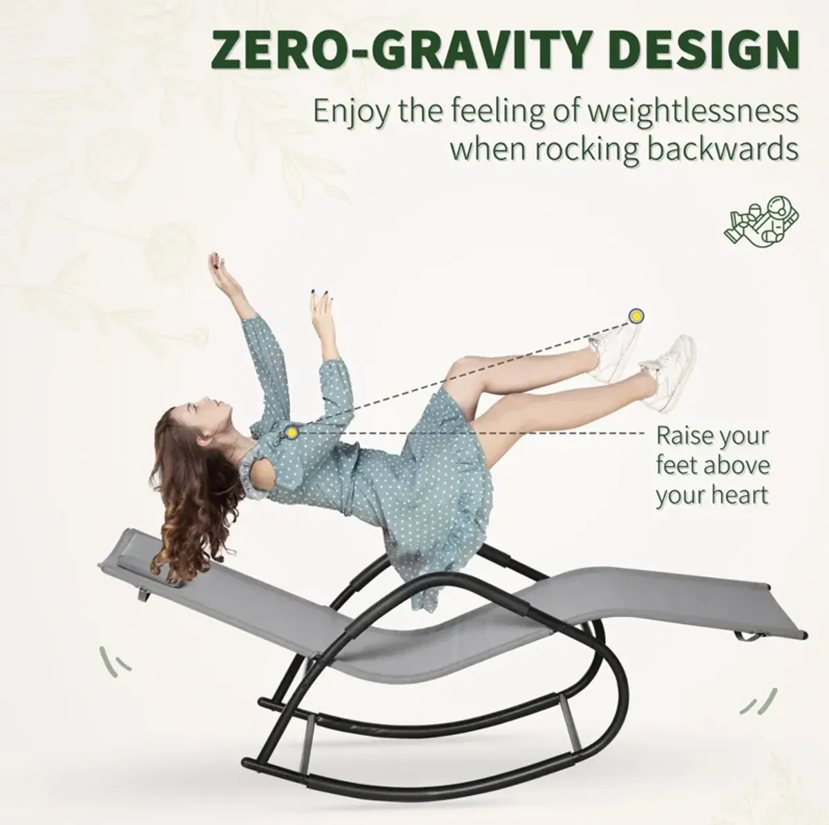 Gray Outdoor Lounger: Zero-Gravity Rocking Sun Chair for Poolside