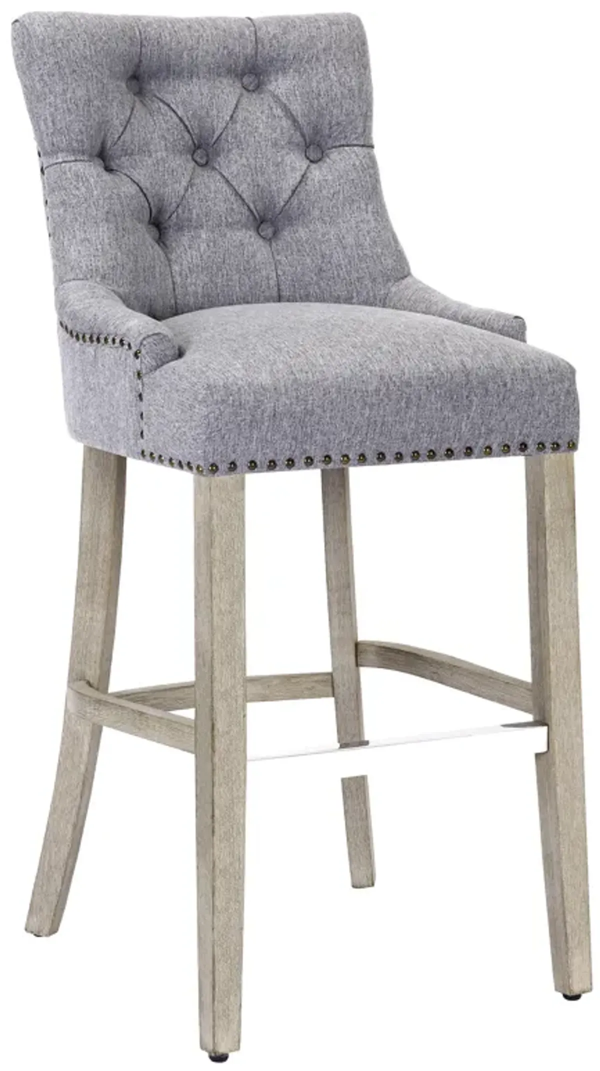 WestinTrends 29" Linen Fabric Tufted Upholstered Bar Stool, Antique Grey