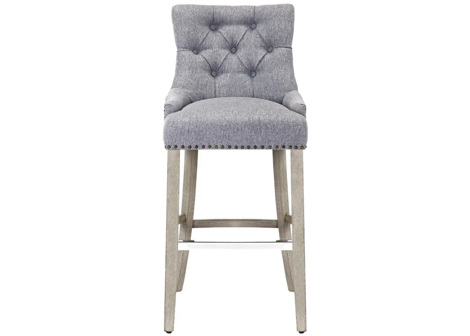 WestinTrends 29" Linen Fabric Tufted Upholstered Bar Stool, Antique Grey