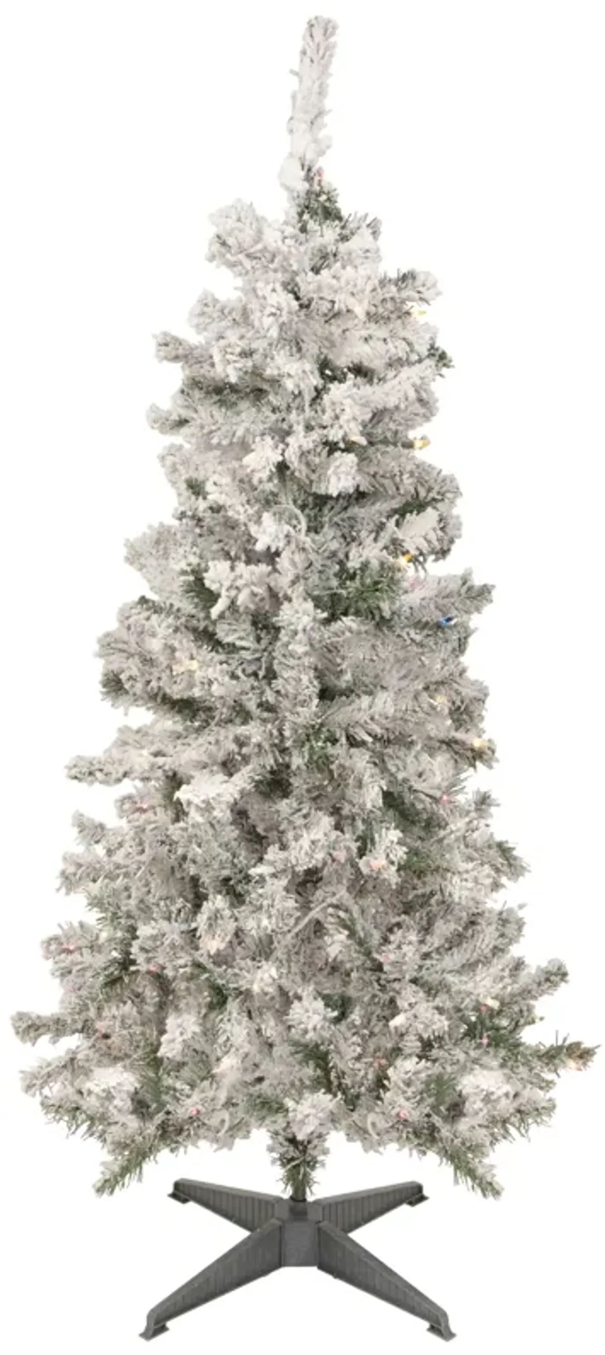 4.5' Pre-Lit Medium Heavily Flocked Pine Artificial Christmas Tree  Multicolor Lights