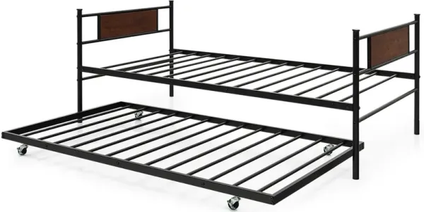 Twin Size 2-In-1 Daybed Frame with Pullout Trundle