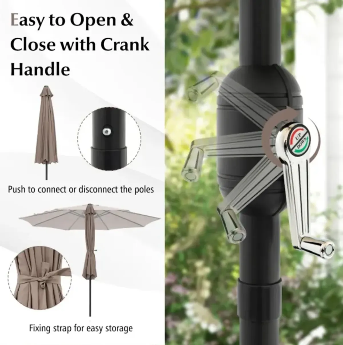 Hivvago 10 Feet Outdoor Patio Umbrella with Tilt Adjustment and Crank