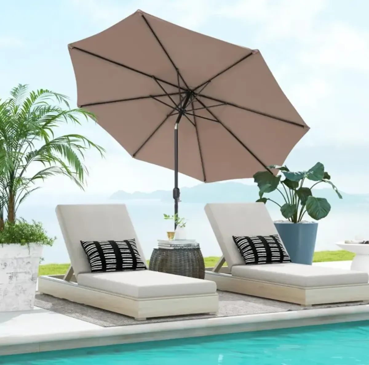 Hivvago 10 Feet Outdoor Patio Umbrella with Tilt Adjustment and Crank