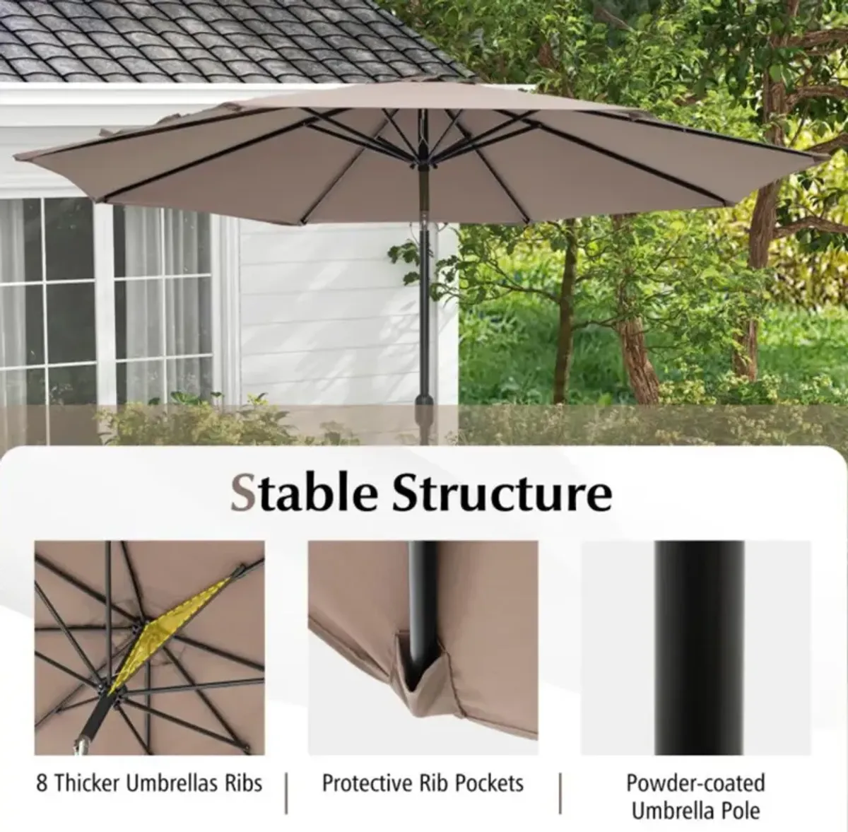 Hivvago 10 Feet Outdoor Patio Umbrella with Tilt Adjustment and Crank