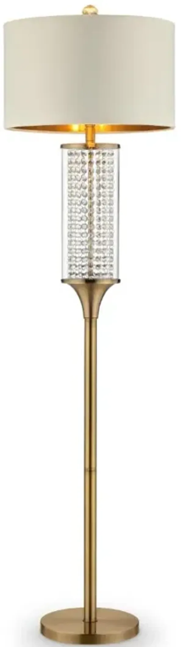 Hivvago 62" Gold Column Floor Lamp With Off White Metal Drum Shade