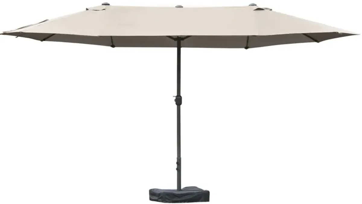 Coffee-Colored Shade: 15ft Rectangular Double-Canopy Patio Umbrella