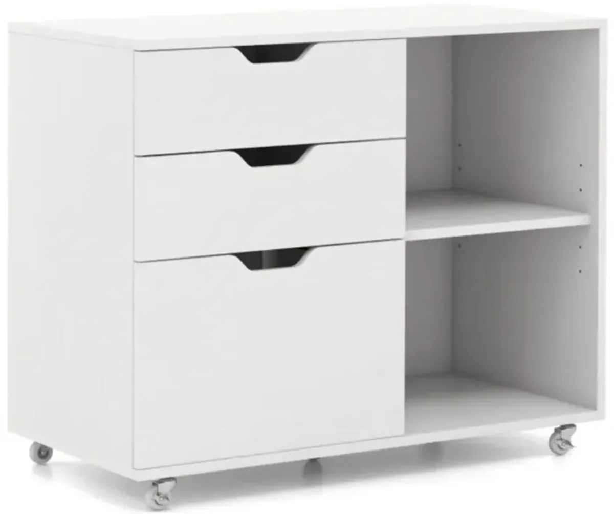 Hivvago 3-Drawer File Cabinet with Adjustable Shelf and Wheels for Letter