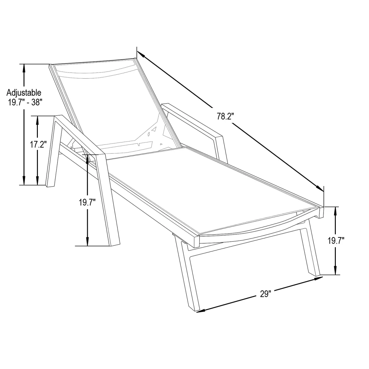 LeisureMod Marlin Adjustable Patio Chaise Lounge Chair with Armrests – White Aluminum Set of 2