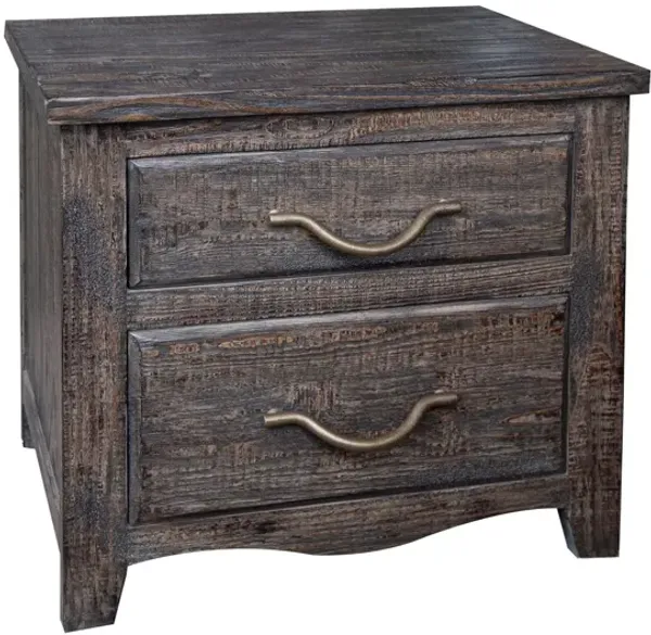 Benjara Noa 24 Inch Nightstand, 2 Drawers, Microfiber Lined, Pine Wood, Brown