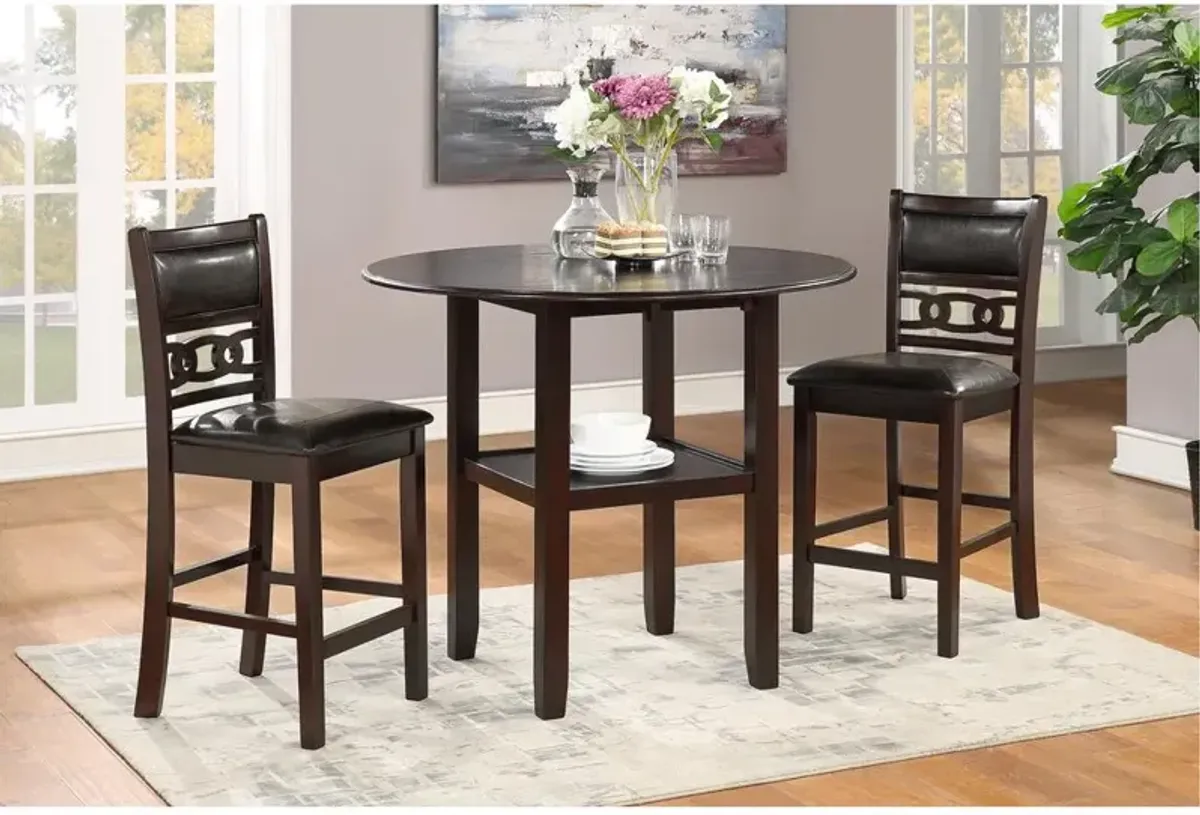 New Classic Furniture Furniture Gia Solid Wood Counter Drop Leaf Table  Chairs in Ebony