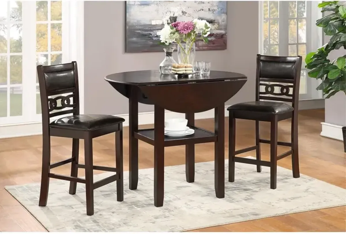 New Classic Furniture Furniture Gia Solid Wood Counter Drop Leaf Table  Chairs in Ebony