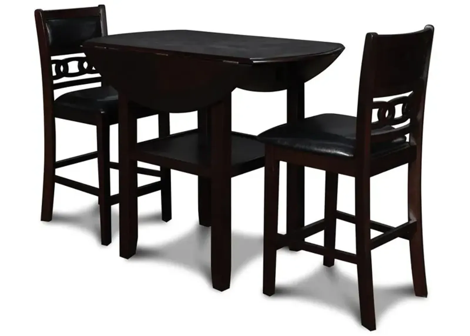 New Classic Furniture Furniture Gia Solid Wood Counter Drop Leaf Table  Chairs in Ebony