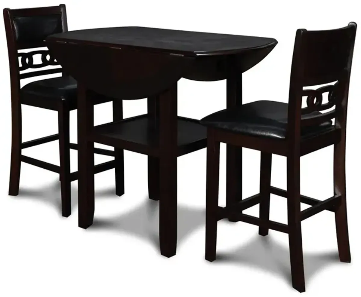 New Classic Furniture Furniture Gia Solid Wood Counter Drop Leaf Table  Chairs in Ebony