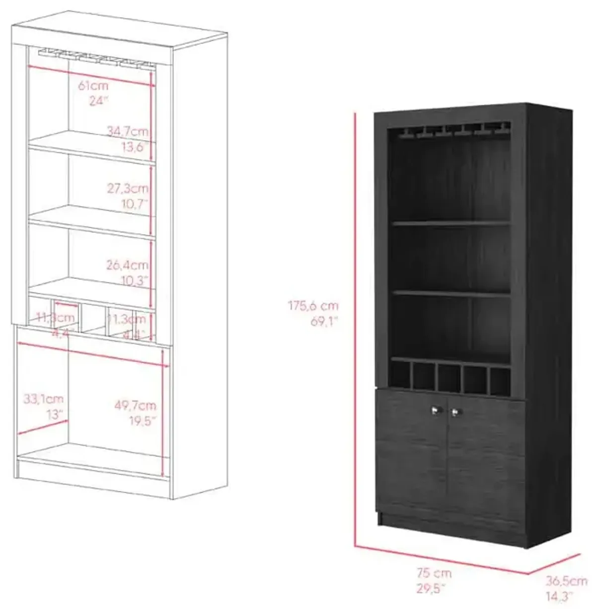 Bar Cabinet Margarita, Living Room, Smoky Oak