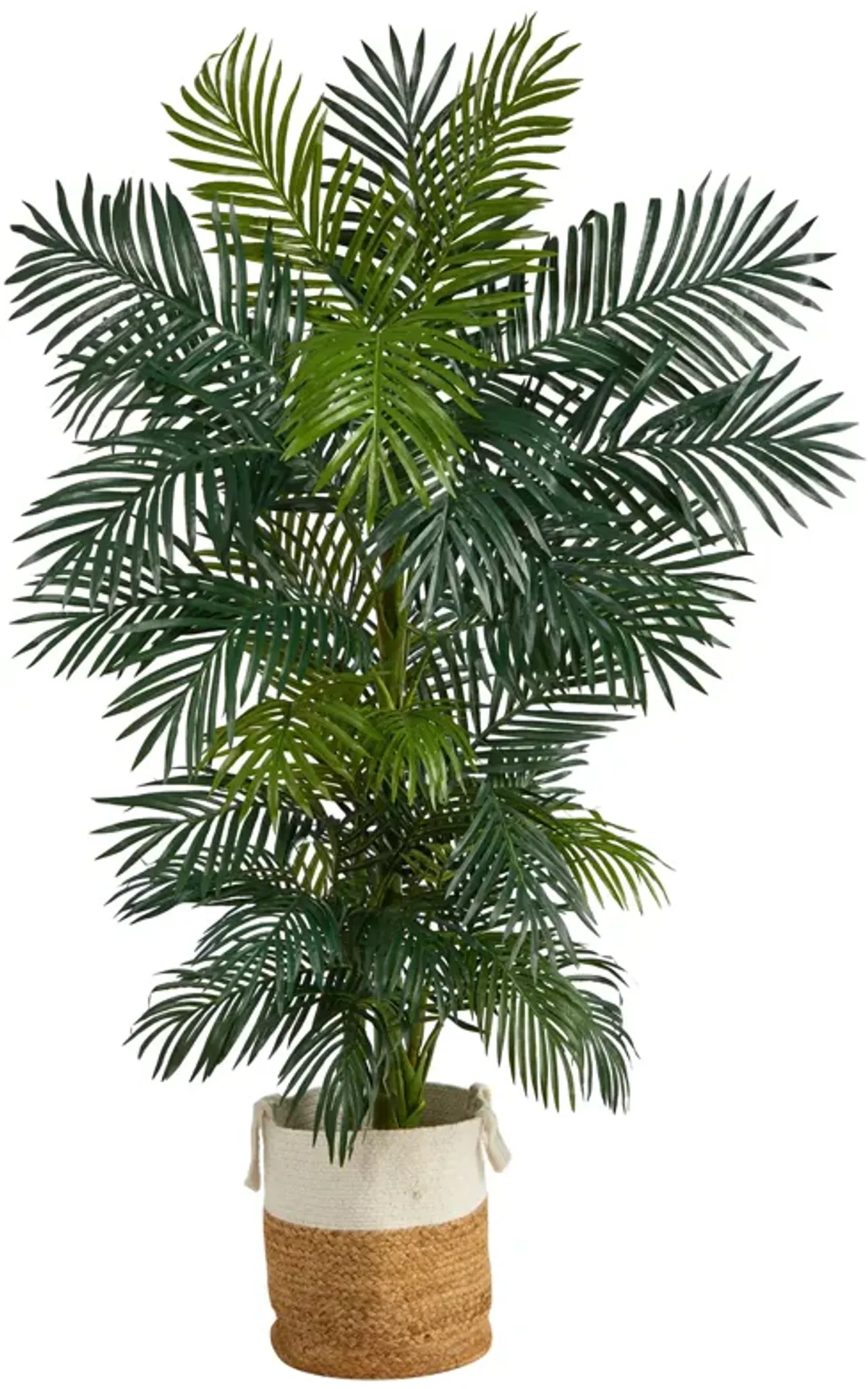 Hivvago 6.5 Feet Golden Cane Artificial Palm Tree in Handmade Natural Jute and Cotton Planter