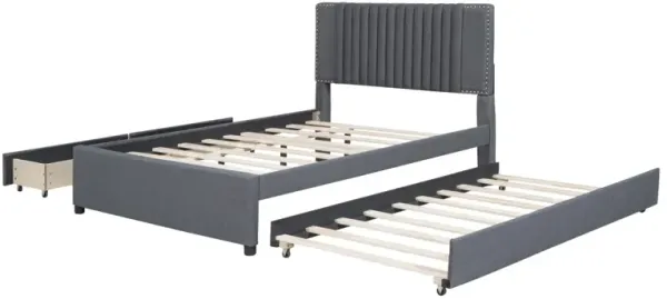 Streamdale Classic Upholstered Platform Bed with Trundle