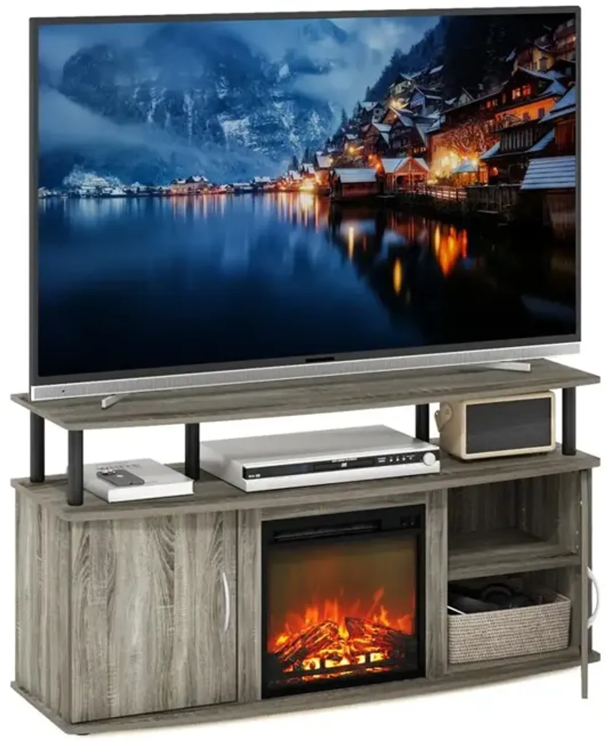 Fireplace Entertainment Center with Doors Storage Cabinet for TV up to 55 Inch