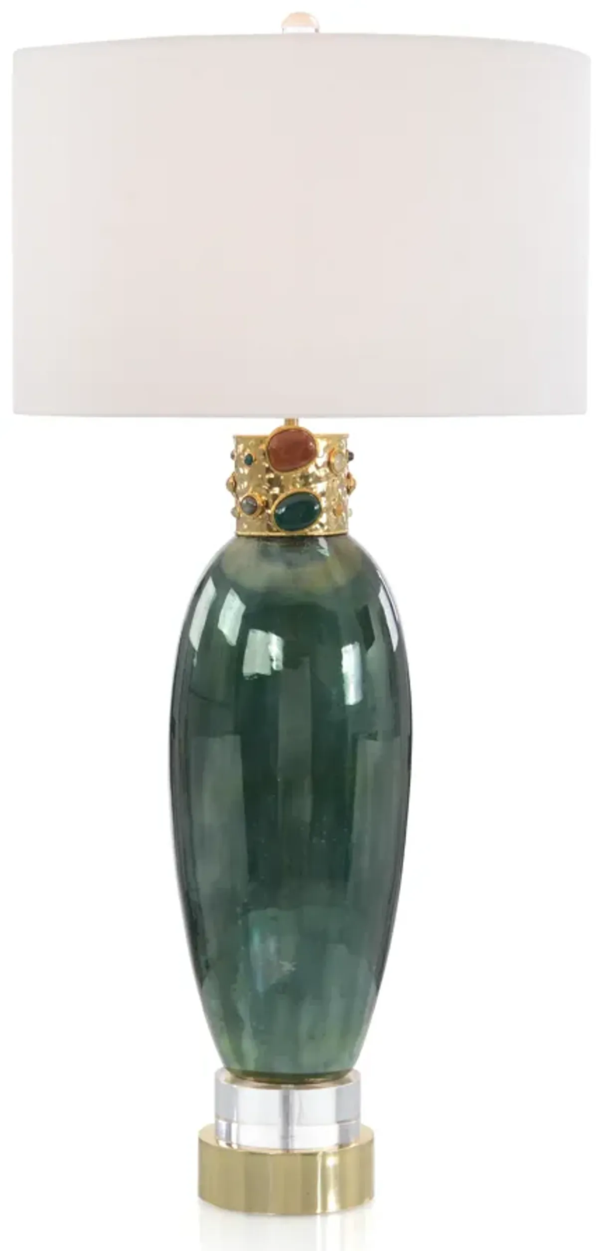 Jeweled-Collar Table Lamp in Illusion Green