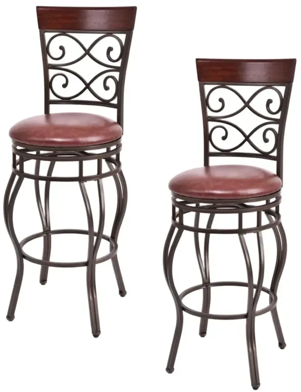 Set of 2 30 Inch Bar Stool with Backrest and Footrest