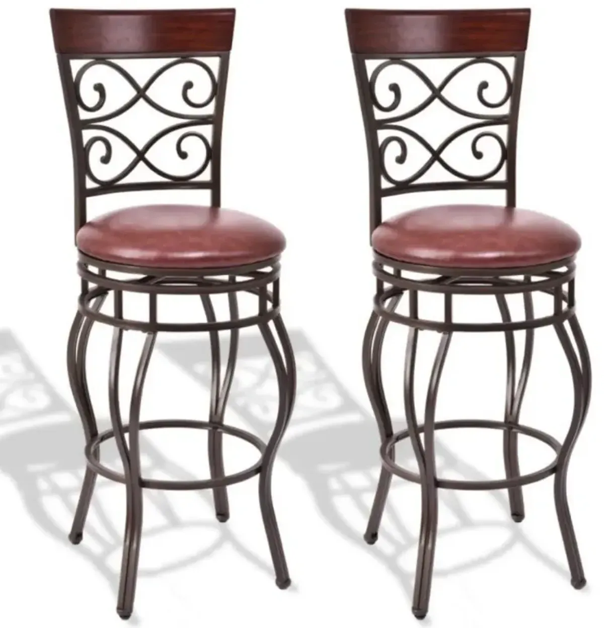 Set of 2 30 Inch Bar Stool with Backrest and Footrest