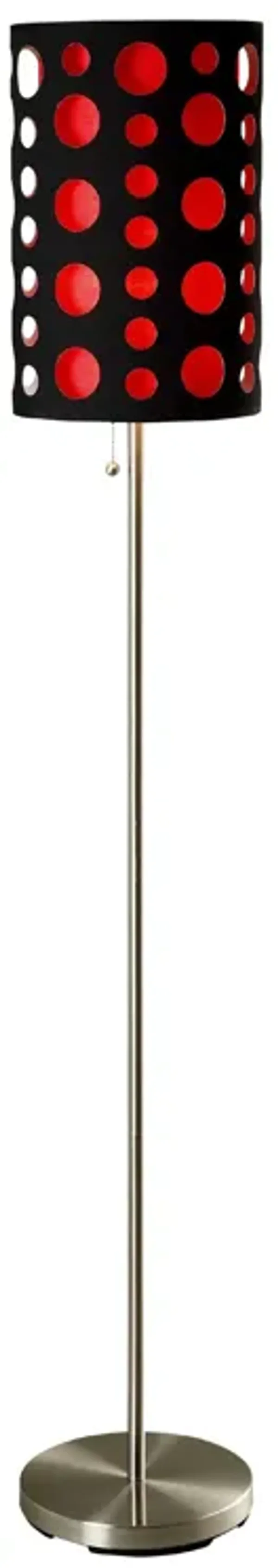Hivvago 66" Steel Novelty Floor Lamp With Black And Red Drum Shade