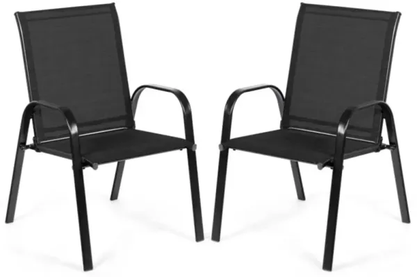 Hivvago 2 Pieces Patio Outdoor Dining Chair with Armrest