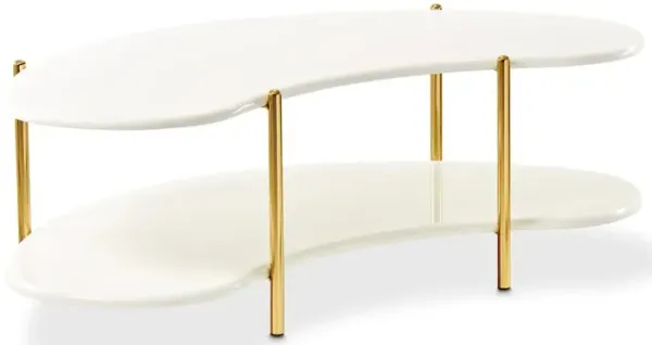 Michael Amini Sassani Cocktail Table - Pearl White/Gold