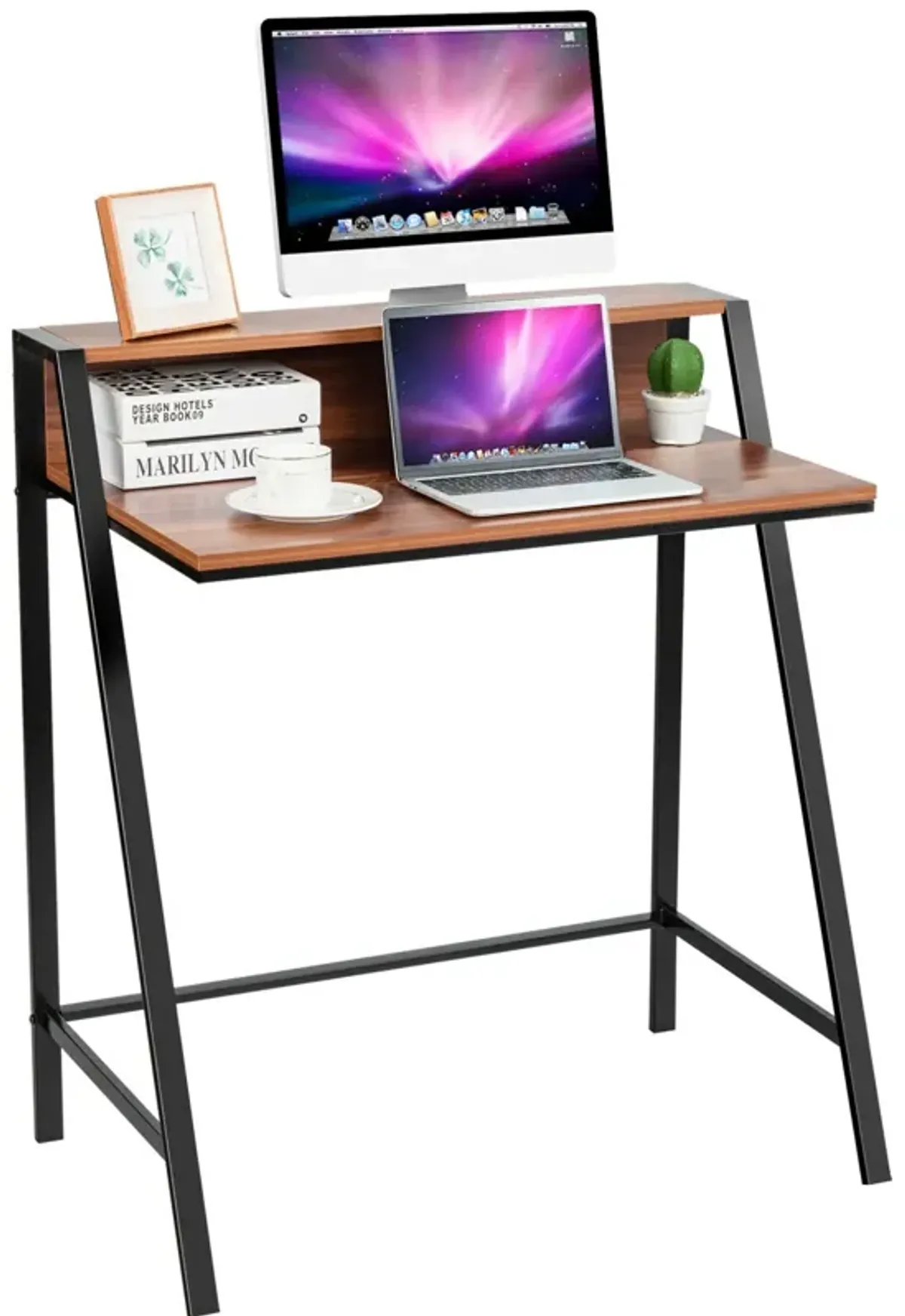 2 Tier Computer Desk PC Laptop Table Study Writing Home Office Workstation