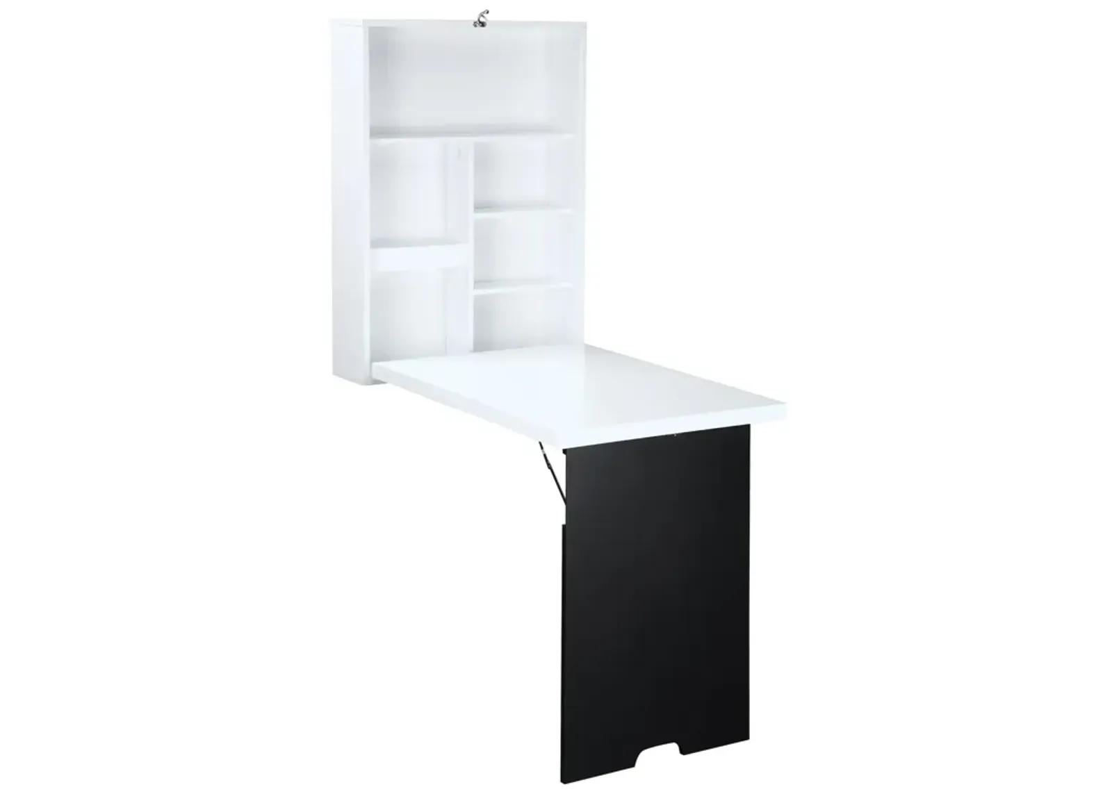 White Space Saver: Folding Wall Desk with Blackboard and Shelves