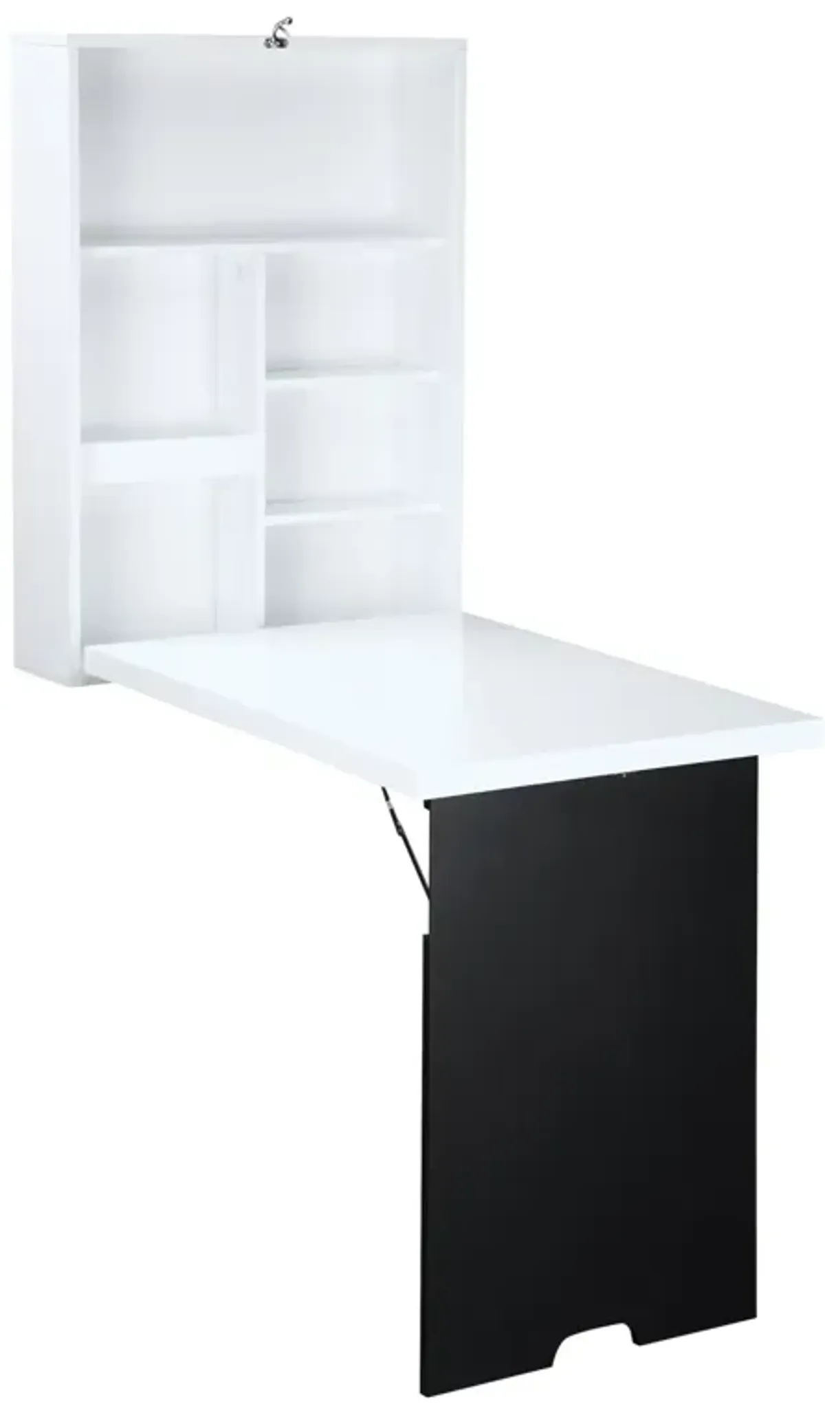 White Space Saver: Folding Wall Desk with Blackboard and Shelves