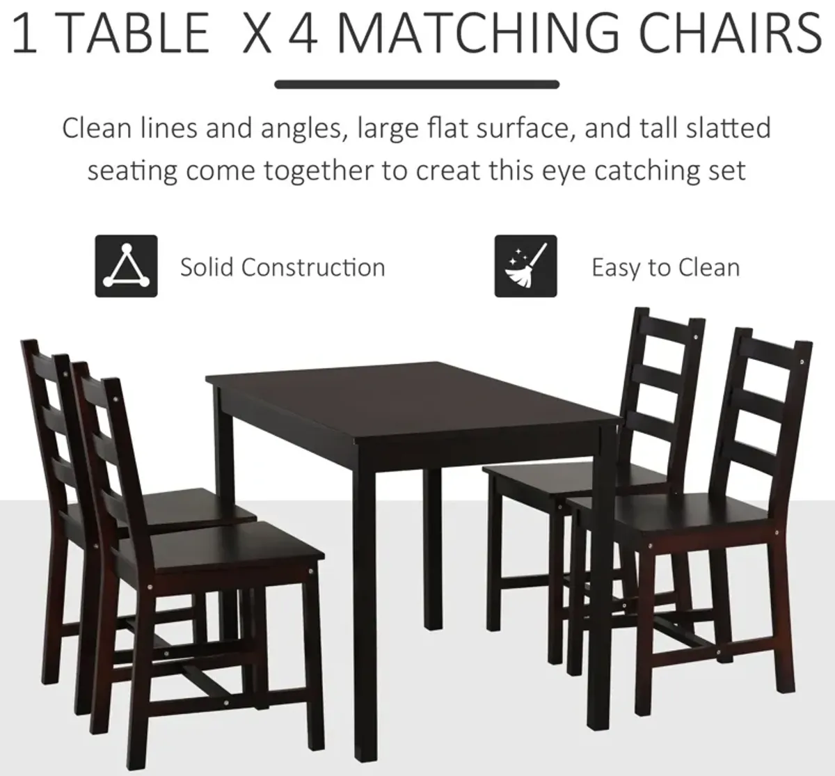 Cozy Dining Ensemble: 5-Piece Chestnut Wood Kitchen Table and Chairs Set