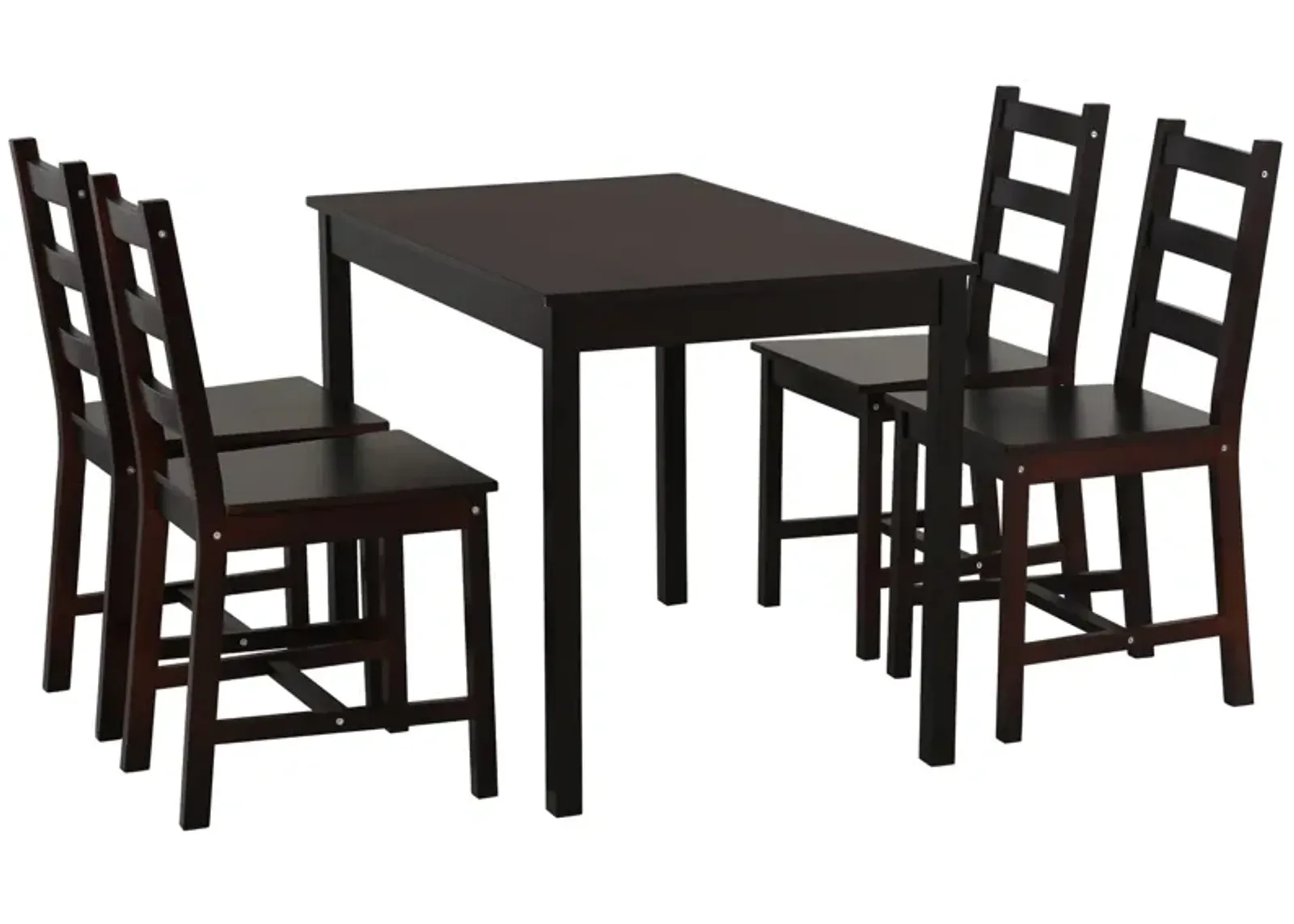 Cozy Dining Ensemble: 5-Piece Chestnut Wood Kitchen Table and Chairs Set