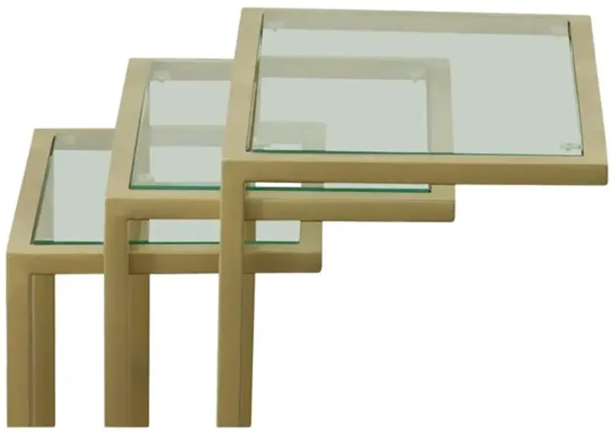 Carolina Living Addison Nesting Table Set - Glass Top - Gold Base