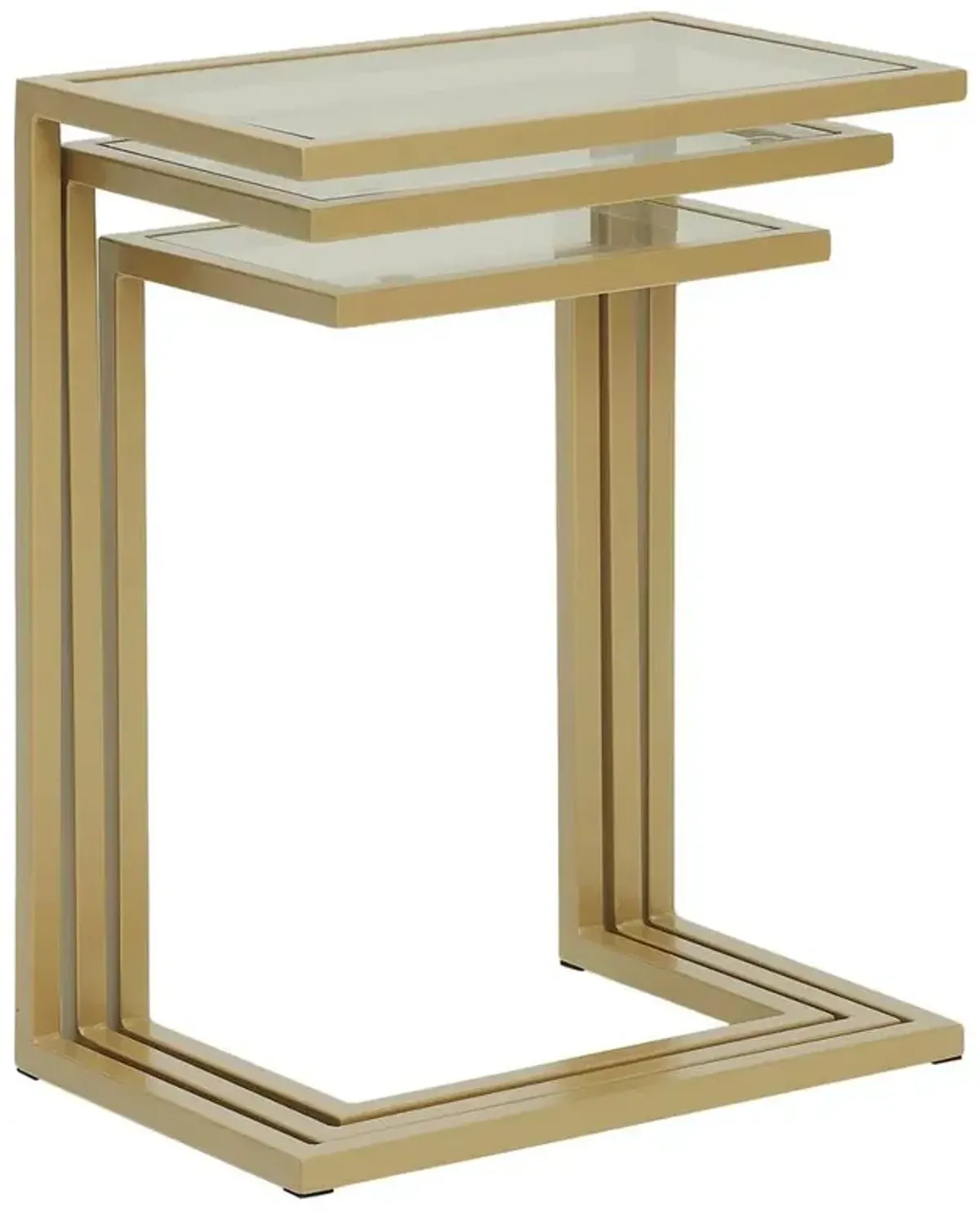 Carolina Living Addison Nesting Table Set - Glass Top - Gold Base