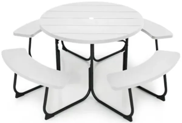 Weather-Resistant Metal and HDPE Picnic Table Set with Benches